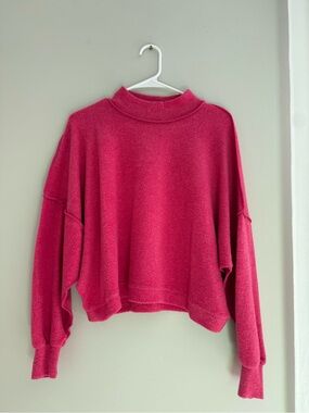 Zenana Outfitters Cropped Mock Neck Sweater in Fuchsia